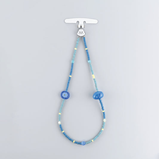 設計品牌M.CRAFTSMAN M.Beads手機掛鏈,使用日本手工串珠,獨特質感手機掛飾,藍風鈴款