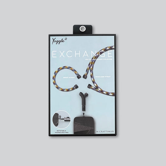 英國設計品牌M.CRAFTSMAN Yoggle手機背帶,長短背帶禮盒雙入組,黃咖