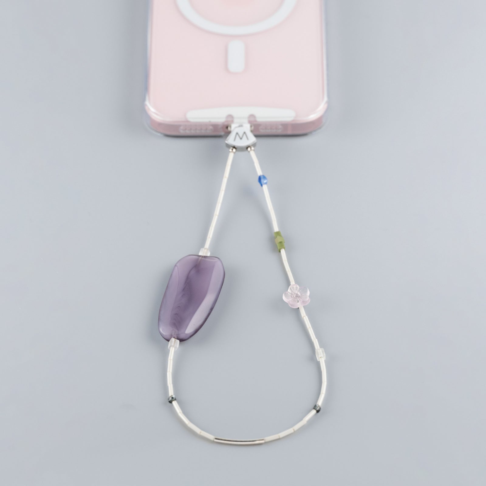 設計品牌M.CRAFTSMAN M.Beads手機掛鏈,使用日本手工串珠,獨特質感手機掛飾,紫晶款